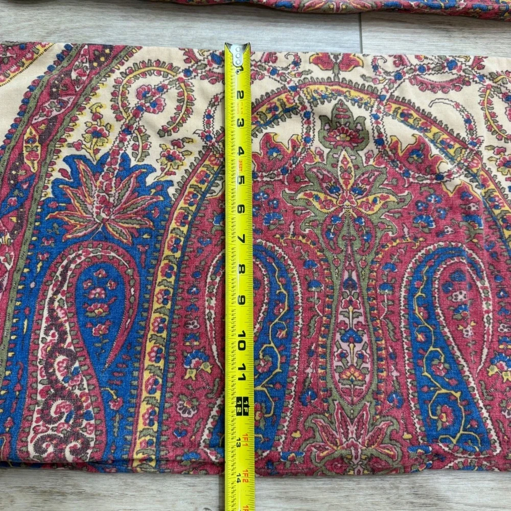Pottery Barn Vintage Paisley Lumbar Pillow Covers Set of 2 Red Blue Cotton 16x26